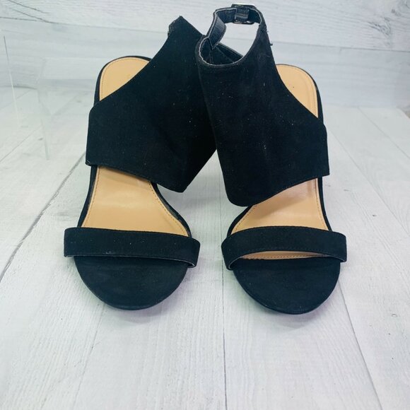 Charlotte Russe JACKIE Textle Suede Block Ankle Strap High Heel Sandals Size 8 - Picture 5 of 12